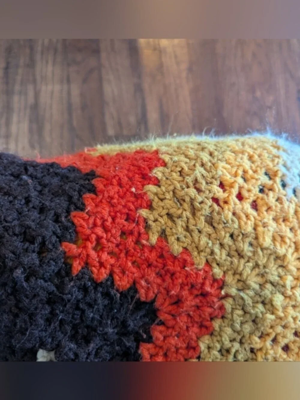 Vintage Chevron Afghan Crocheted Blanket Throw Zig Zag Earthy 70s Retro Groovy